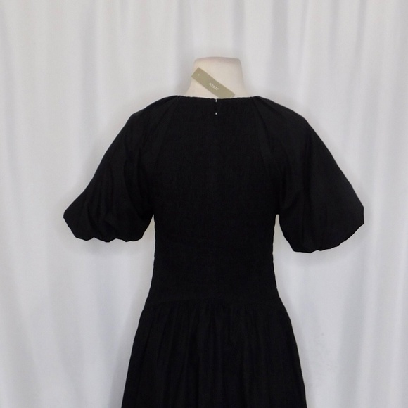 NWT!! J. CREW Meadow Dress Smocked Cotton Poplin Solid Black Midi Small Tall - Picture 10 of 15